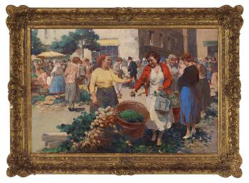 Hungarian Market Scene by 
																	Emerich Vizkelety